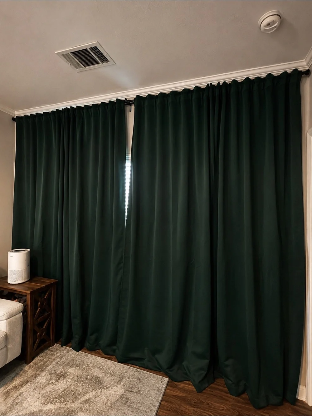 Forest Green Elegant Pleated Blackout Drapes w/ Sheer Light Filtering Curtains